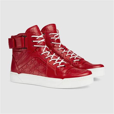 gucci red shoes mens|Gucci red high top sneakers.